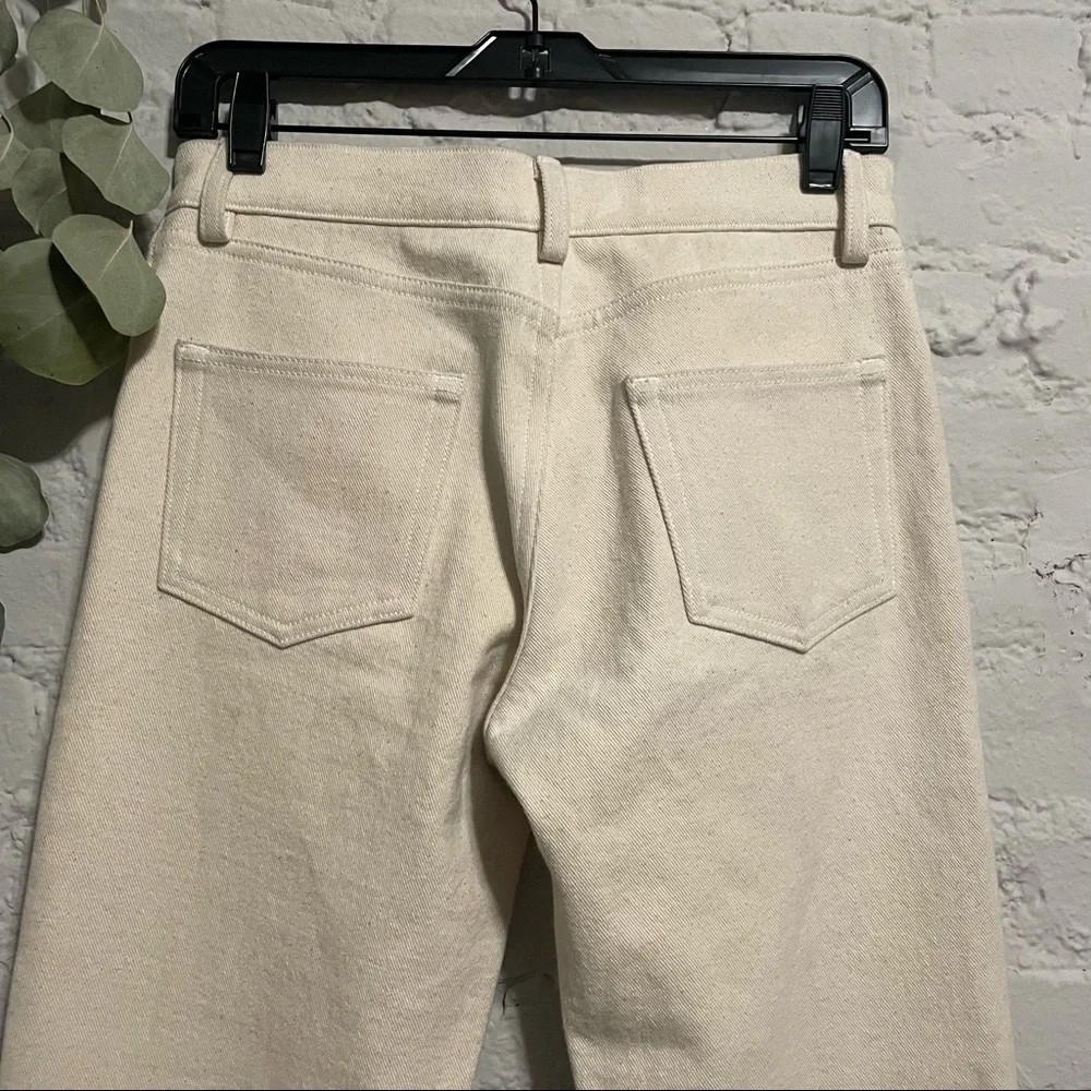 Cream Canvas Straight Leg Pants